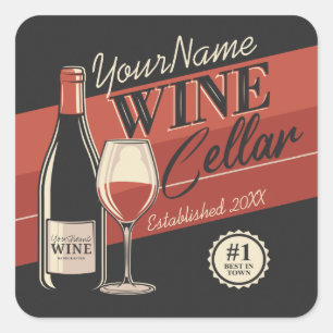 Personalized Wine Cellar Bottle Tasting Room Bar Square Sticker