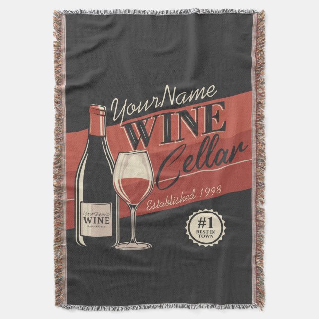 Personalized Wine Cellar Bottle Tasting Room Bar Throw Blanket (Front Vertical)