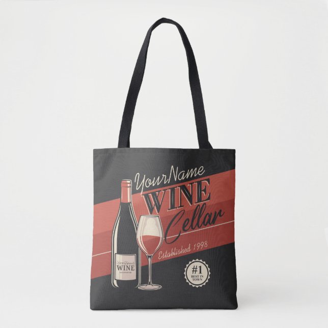 Personalized Wine Cellar Bottle Tasting Room Bar  Tote Bag (Front)
