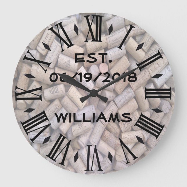 Personalized Wine Corks Large Clock (Front)