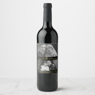 Personalized Wine Label Happy 50th Anniversary Pic