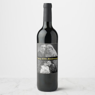 Personalized Wine Label Happy 50th Anniversary Pic