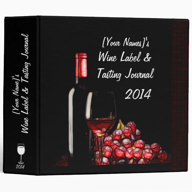 Personalized Wine Label & Tasting Journal Binder (Front/Spine)