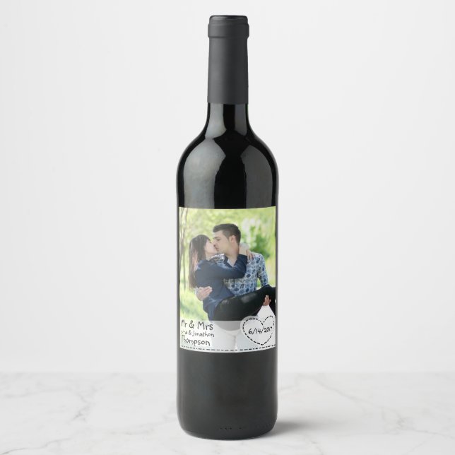 Personalized Wine Label with Photo Couple Wedding (Front)