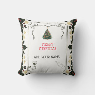Personalized Wine Lover Christmas Tree Pillow
