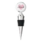 Personalized wine stopper with cute pink heart