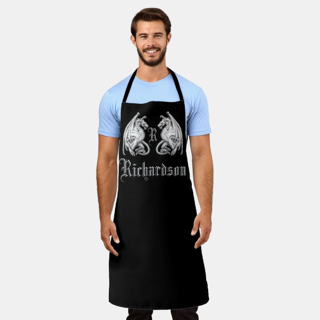 Personalized Winged Dragons Apron (Worn)