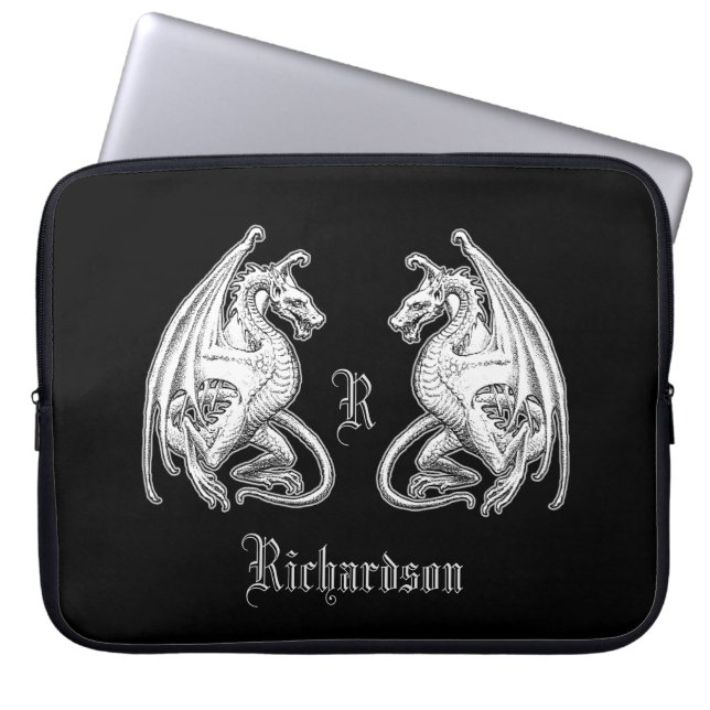 Personalized Winged Dragons Cutting Laptop Sleeve (Front)
