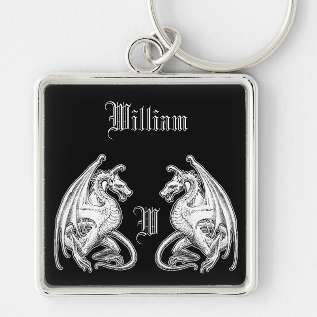 Personalized Winged Dragons Keychain (Front)