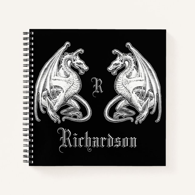 Personalized Winged Dragons  Notebook (Front)