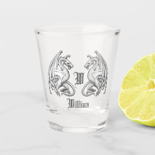Personalized Winged Dragons Shot Glass