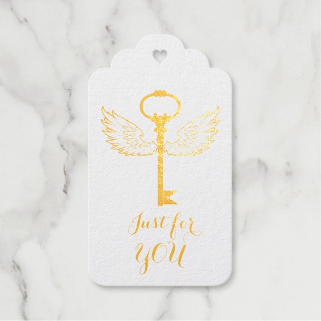 Personalized Winged Key Gift Tags (Front)