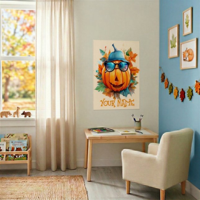 Personalized Winking Pumpkin Halloween Kids Poster (Creator Uploaded)