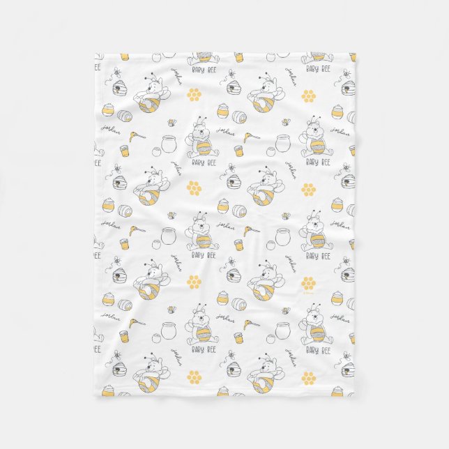 Personalized Winnie the Pooh Baby Bee  Fleece Blanket (Front)