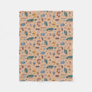 Personalized Winnie the Pooh Camping Pattern Fleece Blanket