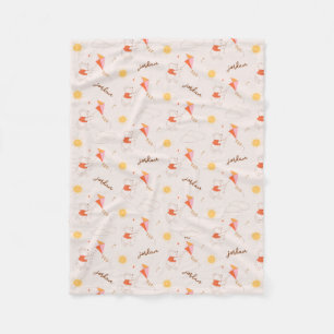 Personalized Winnie the Pooh Kite Flying Pattern Fleece Blanket