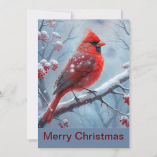 Personalized Winter Cardinal Christmas Card, Card