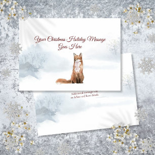 Personalized Winter Fox Elegant Script Christmas Holiday Card