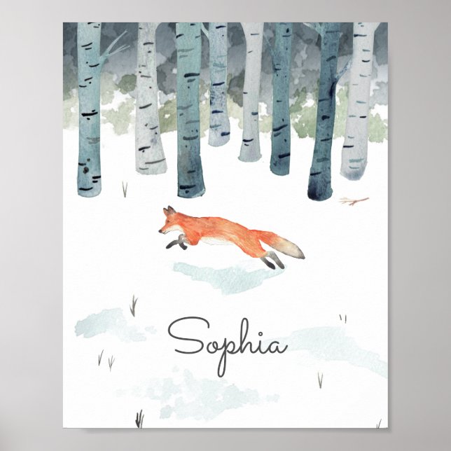 Personalized Winter Fox Poster (Front)
