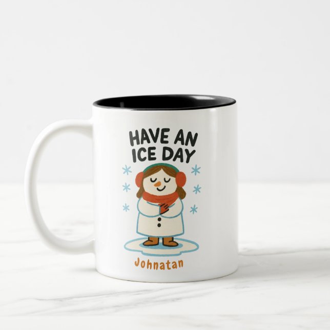  Personalized Winter Girl Mug – “Have an Ice Day”  (Left)