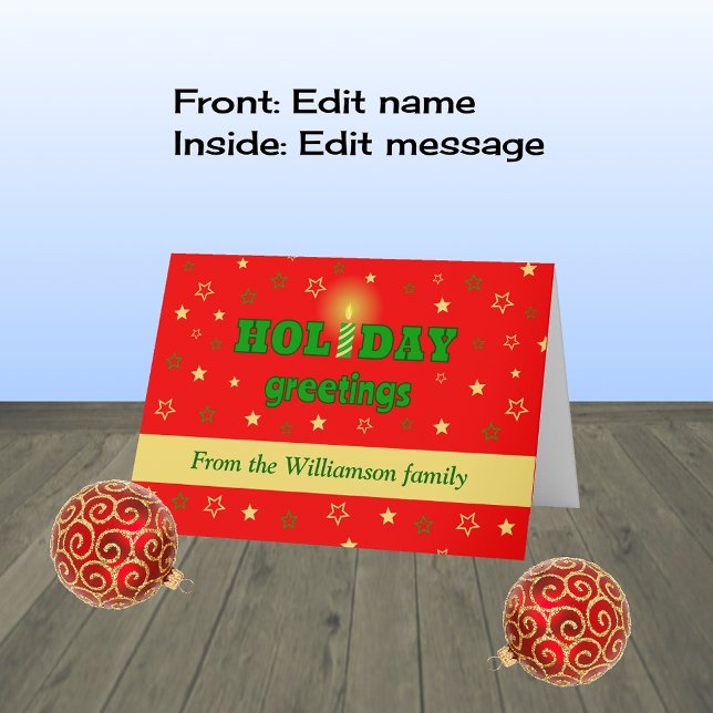 Personalized winter greetings candle holiday card (Creator Uploaded)