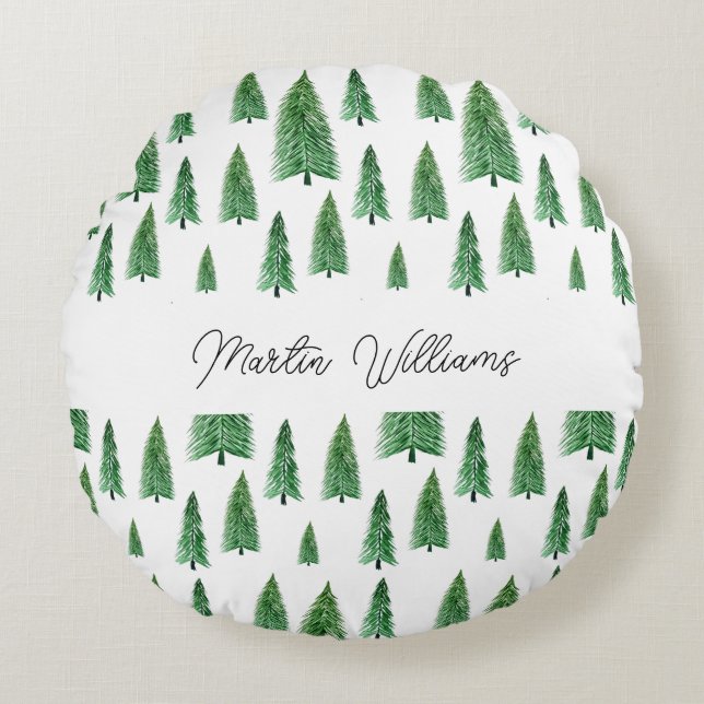Personalized Winter Holiday Country Beauty Round Pillow (Front)
