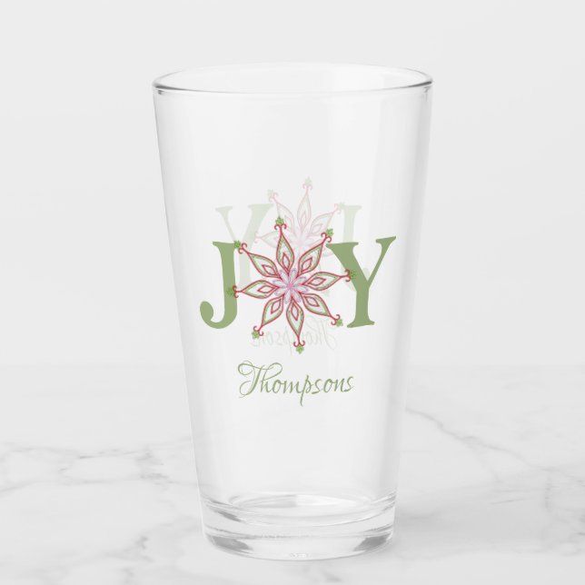 Personalized Winter Holiday Cute Custom Christmas Glass (Front)