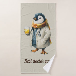 Personalized Winter Penguin “Best Doctor Ever” Bath Towel Set