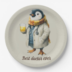 Personalized Winter Penguin “Best Doctor Ever” Paper Plate