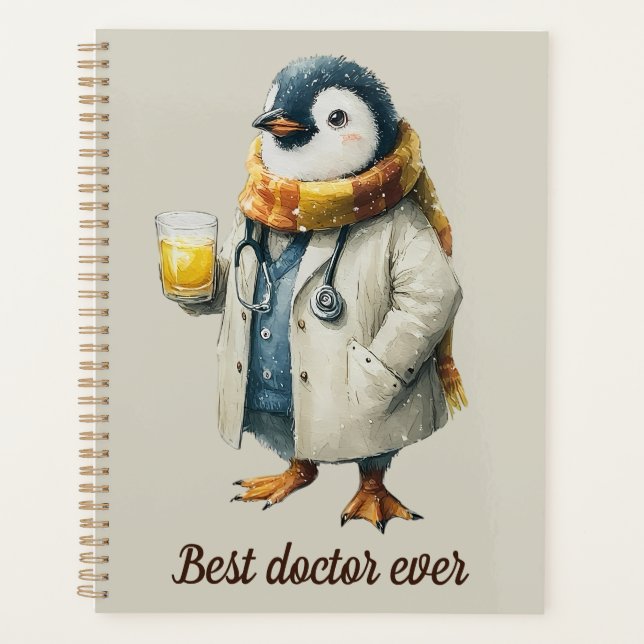 Personalized Winter Penguin “Best Doctor Ever” Planner (Front)