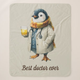Personalized Winter Penguin “Best Doctor Ever” Sherpa Blanket