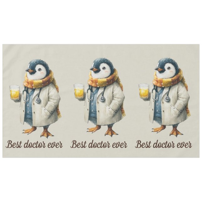 Personalized Winter Penguin “Best Doctor Ever” Tablecloth (Front (Horizontal))