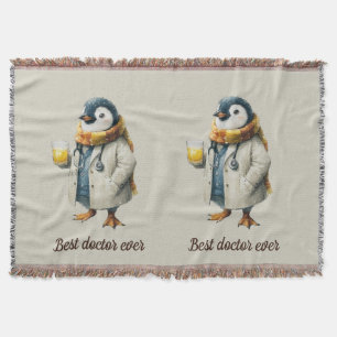 Personalized Winter Penguin “Best Doctor Ever” Throw Blanket