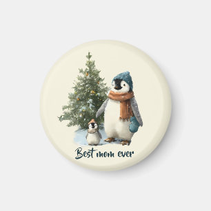 Personalized Winter Penguin “Best Mom Ever” Magnet