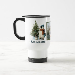 Personalized Winter Penguin “Best Mom Ever” Travel Mug