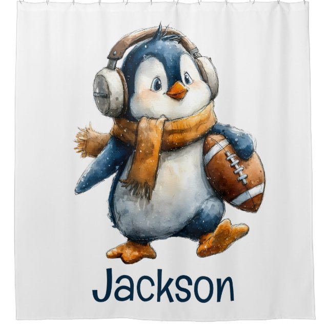 Personalized Winter Penguin Football Kid (Front)