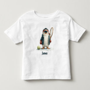 Personalized Winter Penguin Tennis Kid Toddler T-shirt