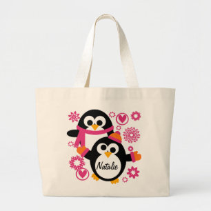 Personalized Winter Penguins Tote Bag