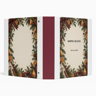 Personalized Winter Recipes Botanical Holiday Reci Binder