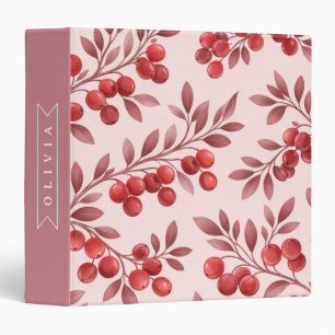 Personalized Winter Red Berry Botanical Cottage Binder