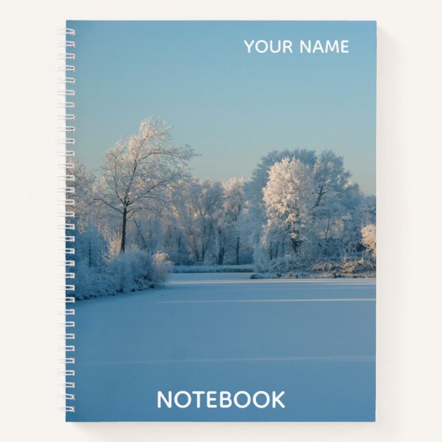 Personalized Winter Snow Landscape Photo Notebook (Front)