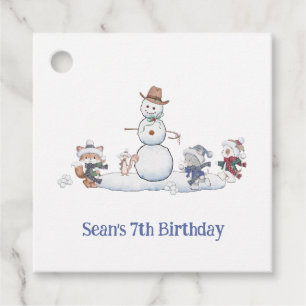 Personalized Winter Snowball Fight Birthday Custom Favour Tags