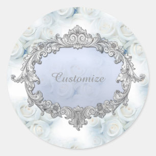 Personalized Winter White Roses Stickers