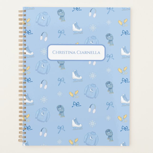 Personalized Winter Wonderland Figure Skate Blue Planner (Front)