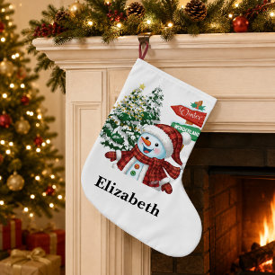 Personalized Winter Wonderland Snowman Christmas Large Christmas Stocking