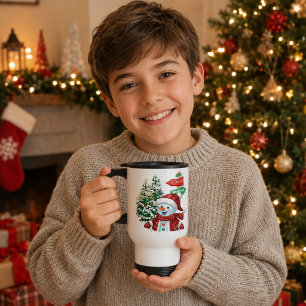 Personalized Winter Wonderland Snowman Christmas Travel Mug