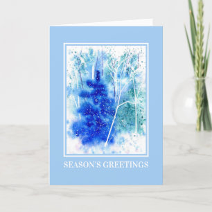 Personalized Winter Woodland Watercolor Holiday Card