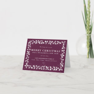Personalized Winterberry Holly Border Non Photo Holiday Card
