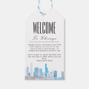 Personalized Wintery Chicago Skyline Welcome Gift Tags