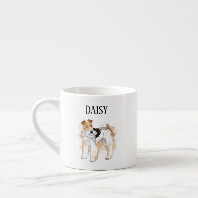 Personalized Wire Fox Terrier Photo Espresso Cup (Left)